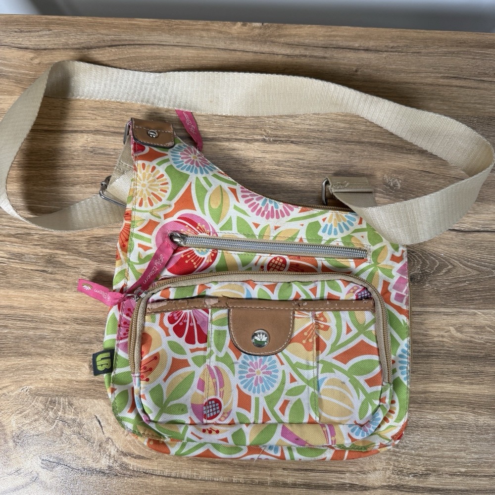 Lily Bloom‎ Crossbody Bag One Shoulder Pastel Floral Purse Zipper Pockets